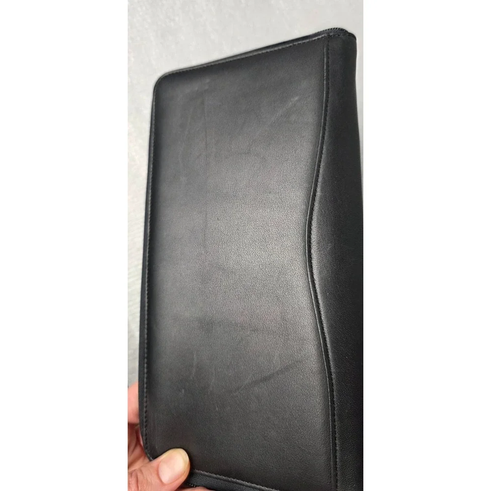 Brookstone Travel Wallet Soft Black Nappa Leather For Passport Air Tickets Cards